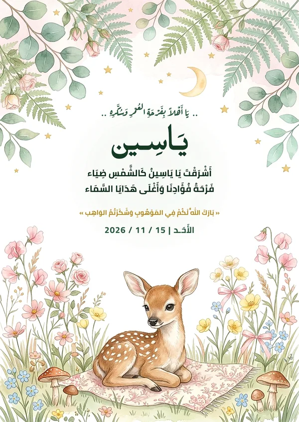 كارت غزال المروج والزهور البرية
