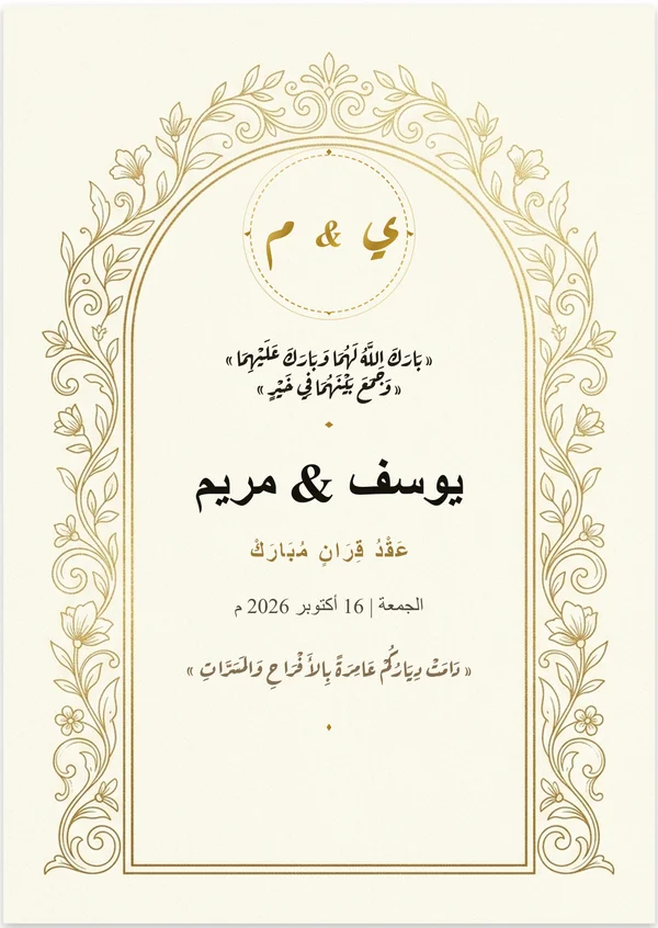 كارت القوس الملكي المذهب (يوسف & مريم)