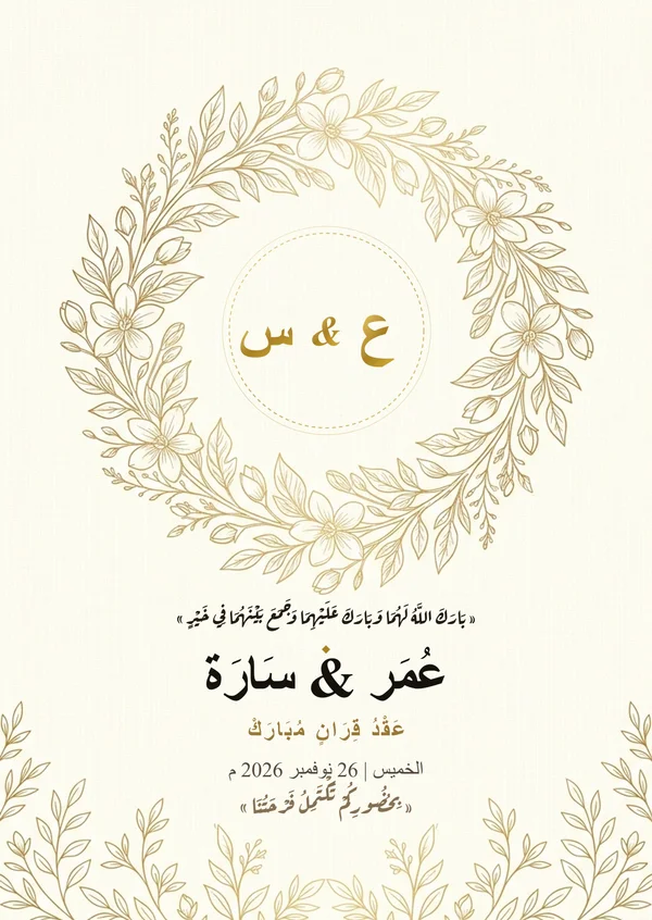 كارت إكليل الغار الذهبي (عمر & سارة)